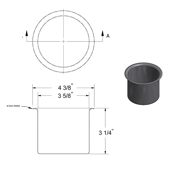 Black Steel Cup Holder, Drop-in Cup Holder for Casino Poker Tables, Work Desks, Sofas, Boats, Benches, RVs, Cars & Trucks