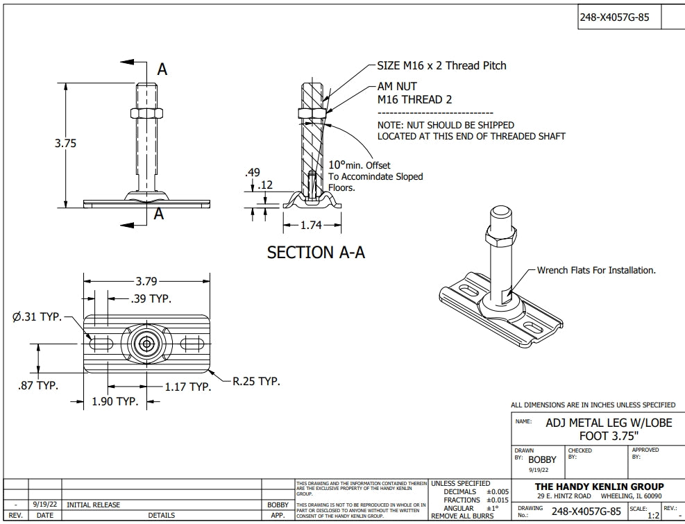 Leg, Wood, Round Tapered, 6 H, Push In Glide