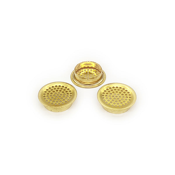 Brass Circular Soffit Vent in Gold, for Cabinets, Shoes Cabinets, Lockers and Pet Houses