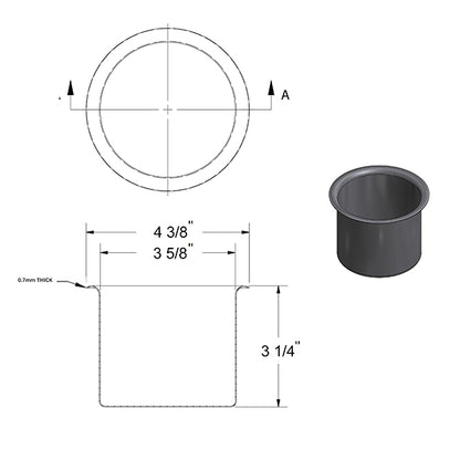 Black Steel Cup Holder, Drop-in Cup Holder for Casino Poker Tables, Work Desks, Sofas, Boats, Benches, RVs, Cars & Trucks