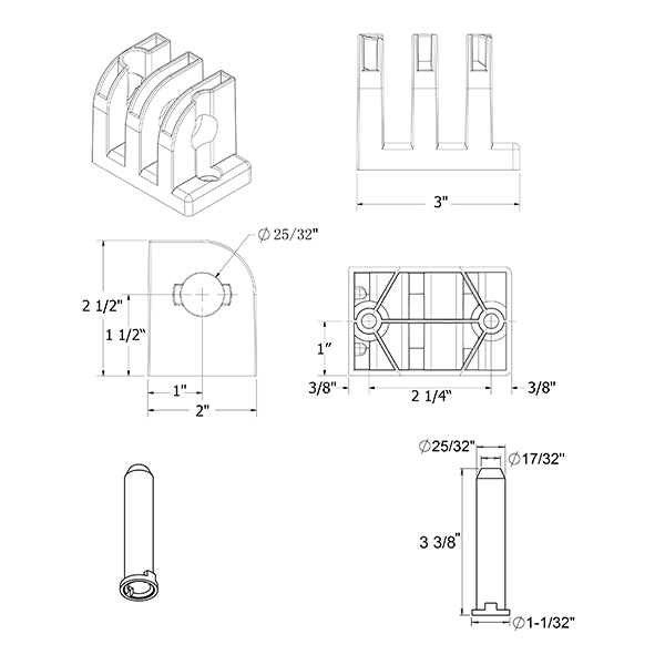 Plastic Corner Brackets with Straight Pin for Bed, Connectors for Furniture