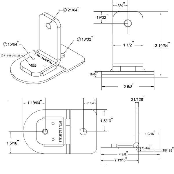 Bracket, Leg Receiver & Plate, Metal