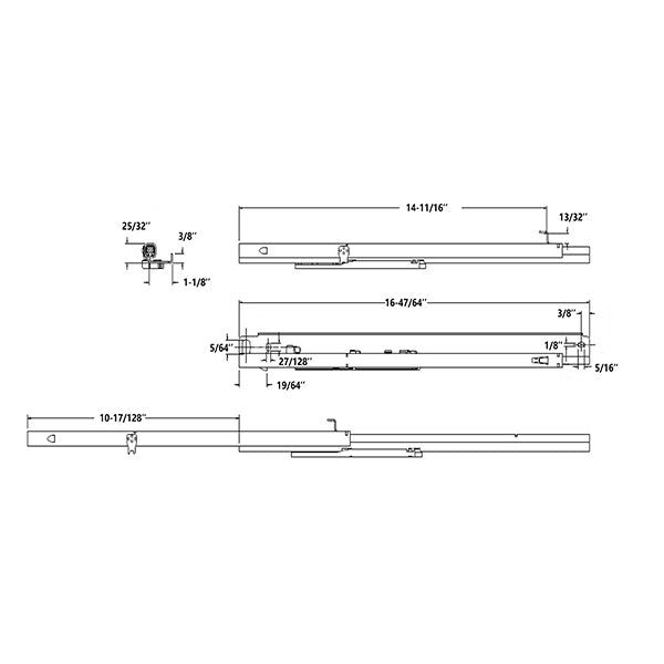 Drawer Soft Close 15 IN Sets Side Mount Drawer Slides Cabinet Replacement Rails Under Drawer Slide Rails for Dresser and Heavy Duty Bracket