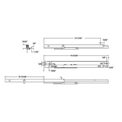 Drawer Soft Close 15 IN Sets Side Mount Drawer Slides Cabinet Replacement Rails Under Drawer Slide Rails for Dresser and Heavy Duty Bracket
