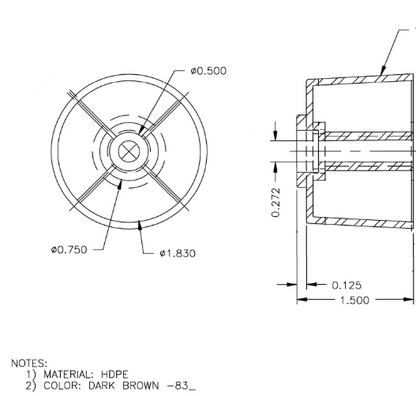 Leg, Plastic, Round 1-1/2