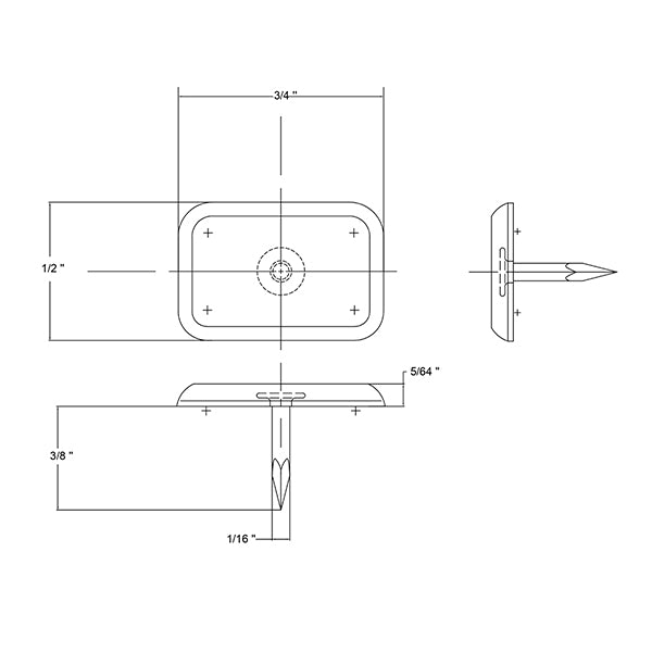 Tack Beige/Glide with 3/4 X 1/2 inch HDPE Plastic head and 3/8 inch Nail