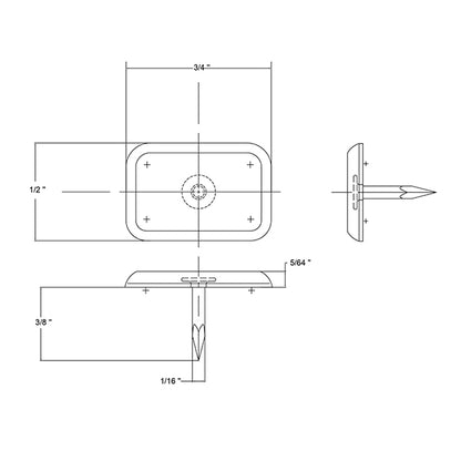 Tack Beige/Glide with 3/4 X 1/2 inch HDPE Plastic head and 3/8 inch Nail