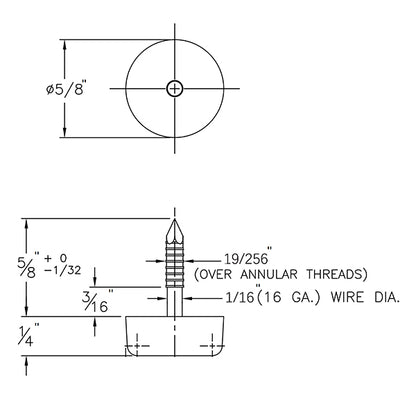 Furniture Sofa Threaded Nail Glide with Plastic Flat Head