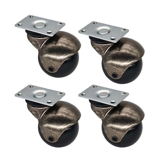 Ball casters 2 inch Without Brake, Antique Brass Casters, Vintage Caster Wheels, Swivel Plate Caster Set of 4