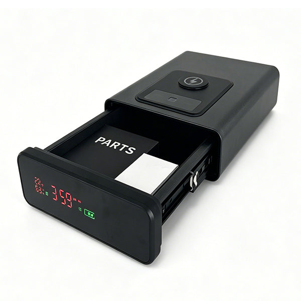 Biometric Safe with Wireless Charging, 3 Access Methods to Unlock, Nightstand Drawer Safe LED Display with Humidity & Temperature and 12-Hour Time Clock