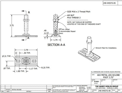 Leg, Wood, Round Tapered, 6 H, Push In Glide