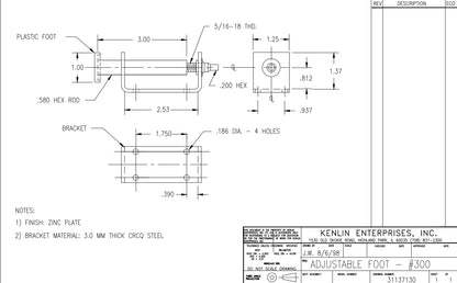 Leg, Adjustable with Bracket