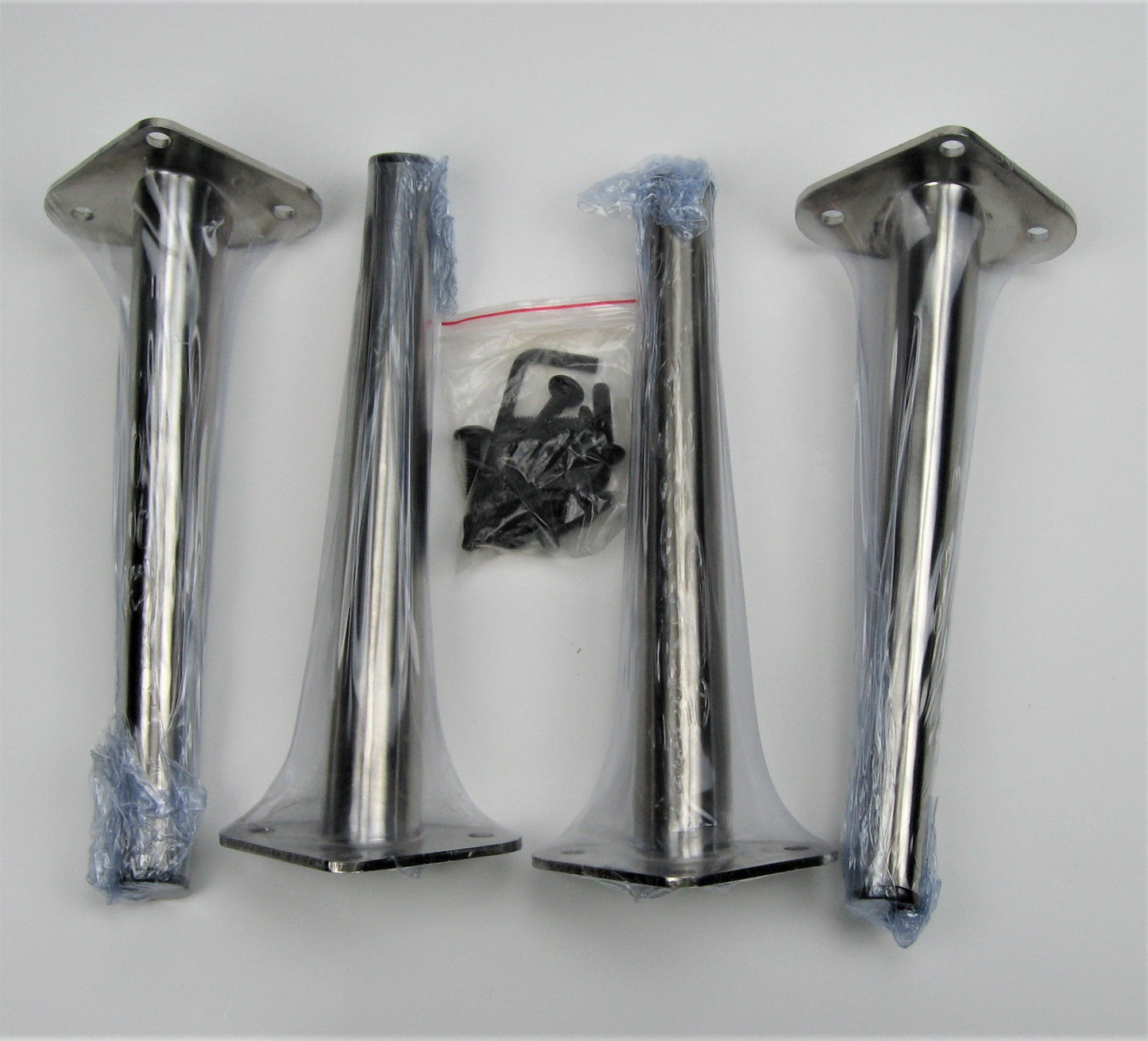 Leg – Tapered Steel Furniture Legs, 3" & 9" Heights, Gold, Nickel, Silver, Clear Finish, 40-Pack with Hardware