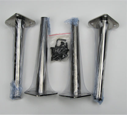 Leg – Tapered Steel Furniture Legs, 3" & 9" Heights, Gold, Nickel, Silver, Clear Finish, 40-Pack with Hardware