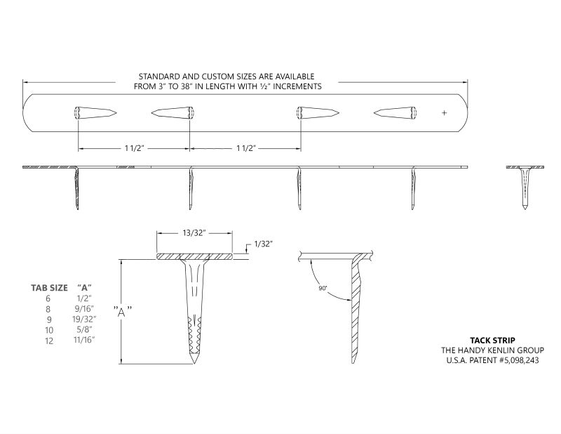13" Upholstery Metal Tack Strip Velvet Edge™ Fabric Protection