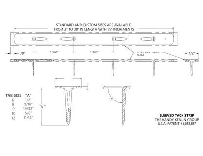13" Upholstery Metal Tack Strip Plastic Sleeved Fabric Protection